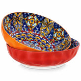 vancasso Simi Set Of 2 Large Serving Bowls In Bohemian Style - Perfect For Family Gatherings Or Festive Dining - Crafted From Durable Porcelain - Flame Red
