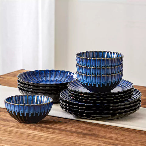 Set di piatti in porcellana reactive glaze Adonis da 16 pezzi, servizio per 4