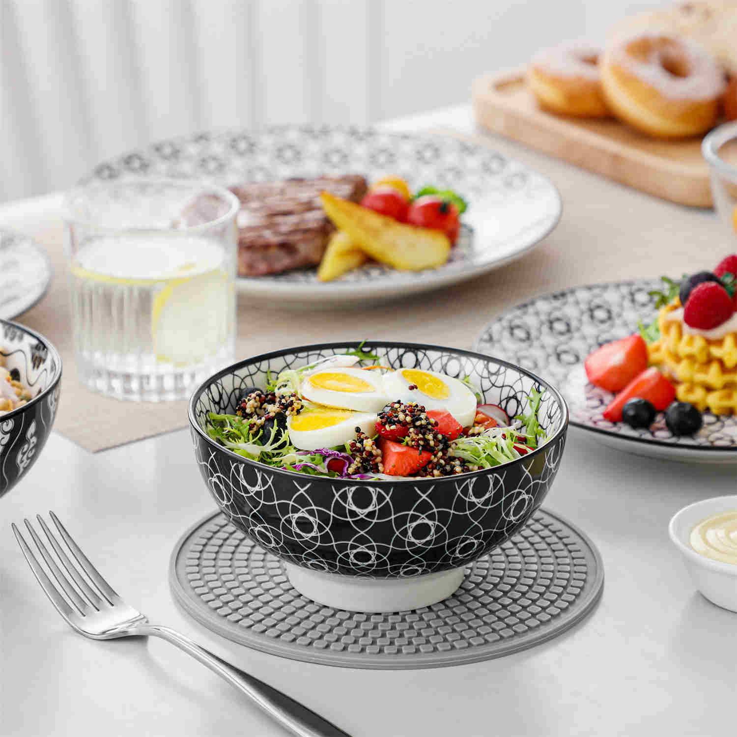 Asian Inspired Japanese Style Haruka 12 Piece Porcelain Dinnerware Set with Bowls-vancasso