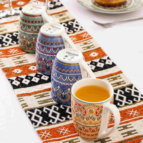 Boho Chic Refined Porcelain Mugs Set of 4 in Assorted Color-vancasso