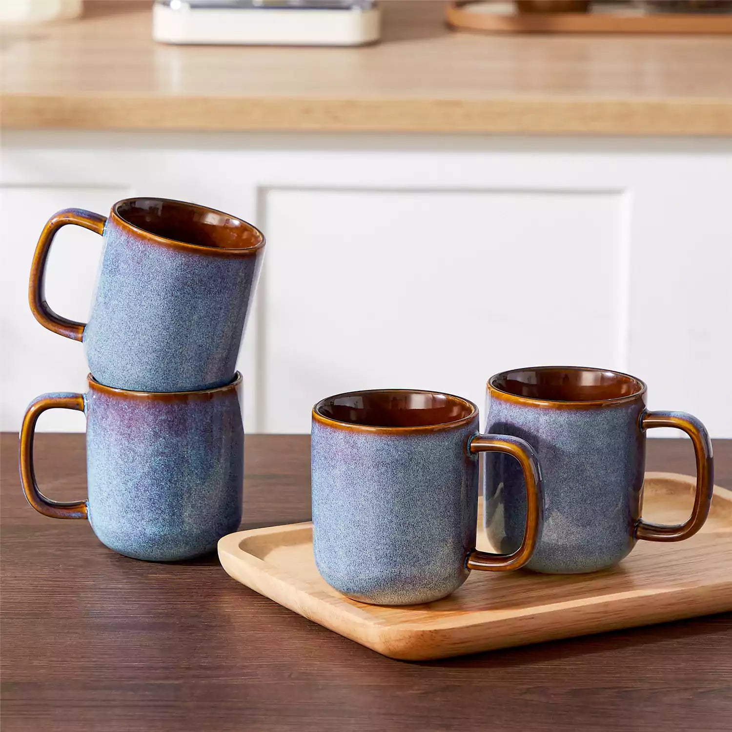 Cup of coffee with latte art cookies and coffee beans on a wooden table featuring onion mugs set of 4 in 12oz