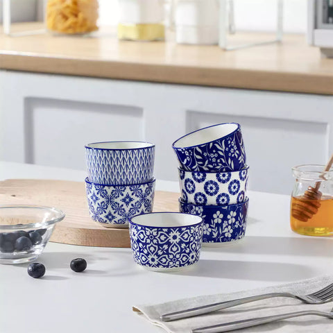 Selene Set Of 6 Ramekin Bowls Perfect For Baking And Serving Desserts and Dips - 4 oz