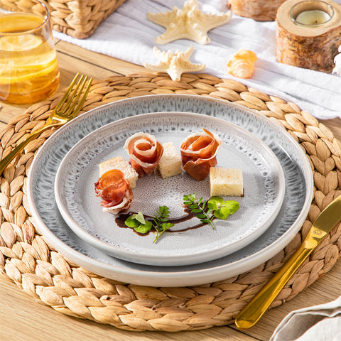 Snow 24-Piece Stoneware Dinnerware Set - Service For 6 Minimalist Design Let You Enjoy Elegance Every Day - Beige