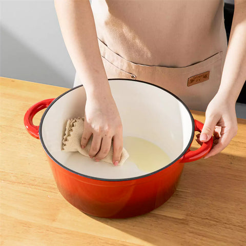 Velaze Six and a Half Quart Enameled Cast Iron Dutch Oven Ideal For Roasting Stewing With A Lid For Superior Heat Retention - Red