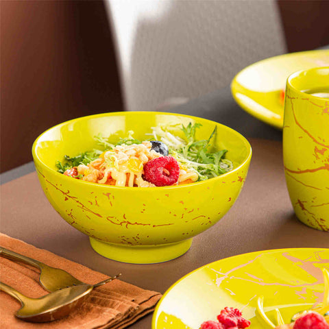Lovecasa 16-Piece Gold Splash Dinnerware Set Combining Elegance And Functionality For Any Dining Occasion - Yellow