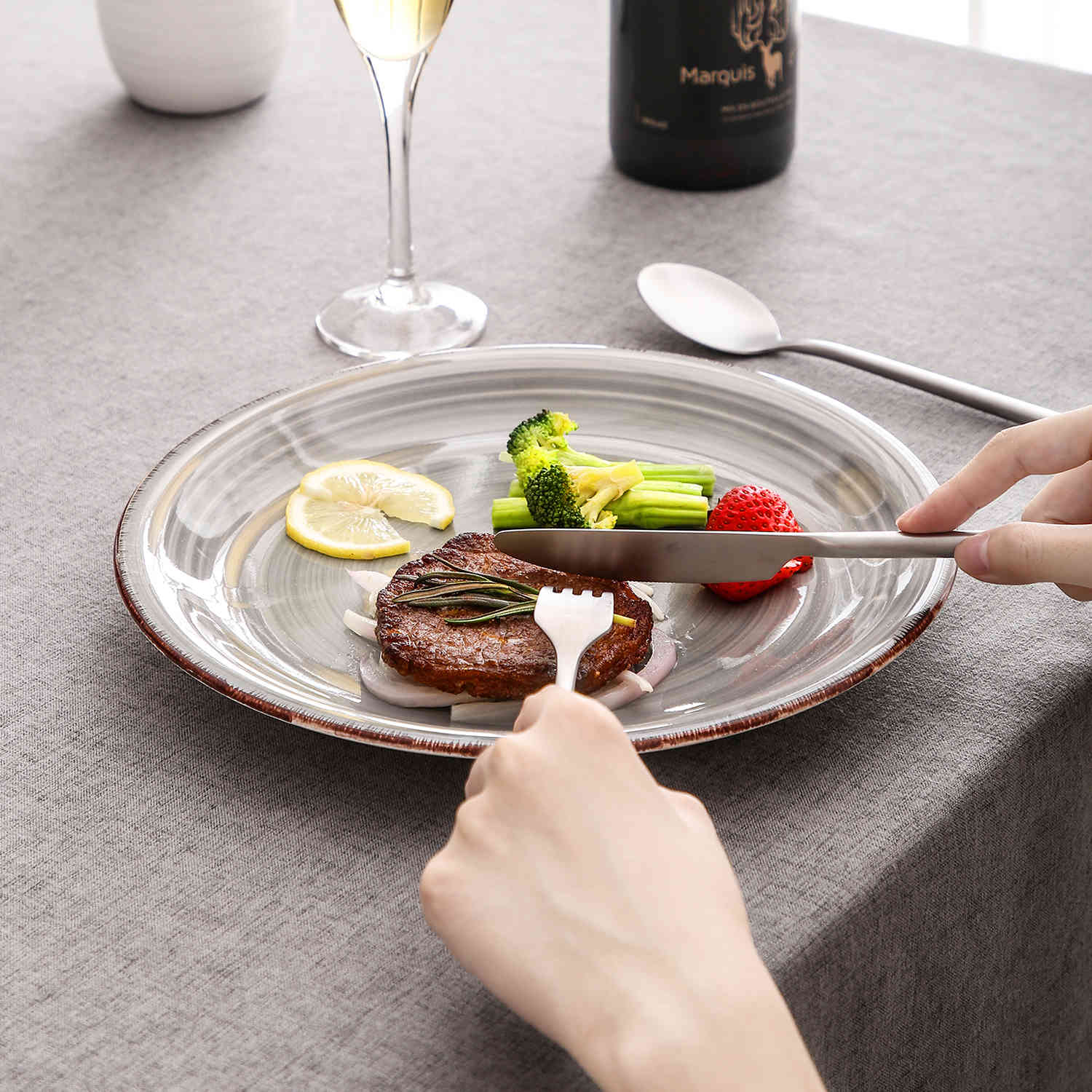 Grey Dinner Plates Set