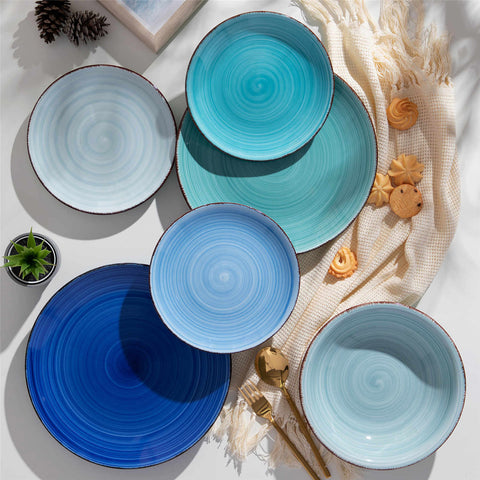 blue dinnerware set