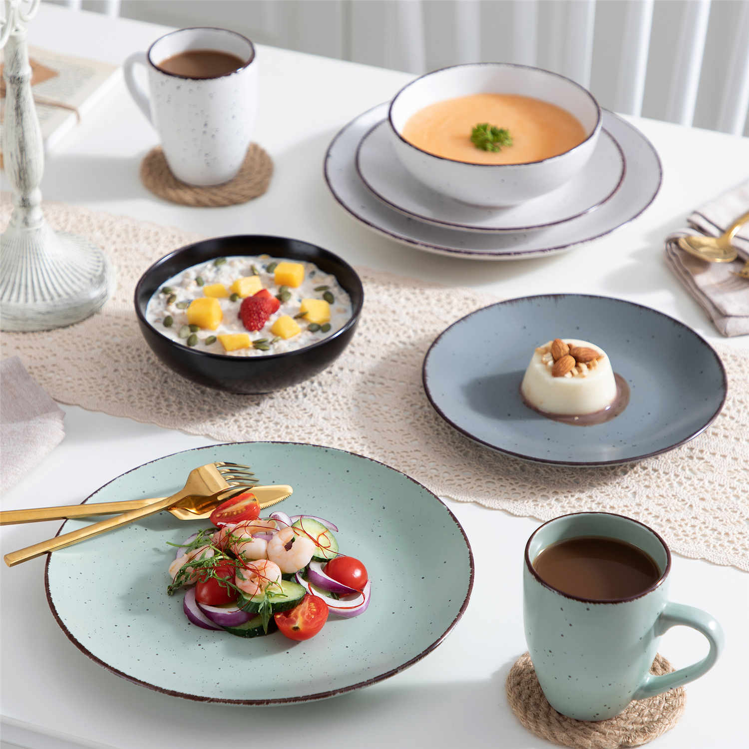 Multicolor rustic dinnerware sets