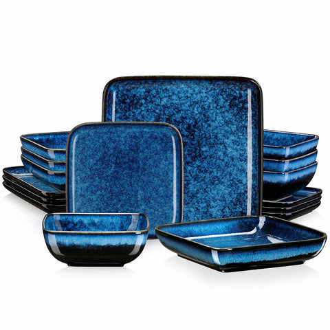 Stern 16 Piece Blue Square Dinnerware Set