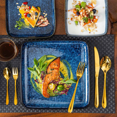 Stern 16 Piece Blue Square Dinnerware Set
